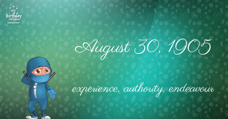August 30, 1905 Birthday Ninja