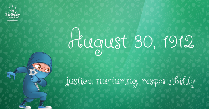 August 30, 1912 Birthday Ninja
