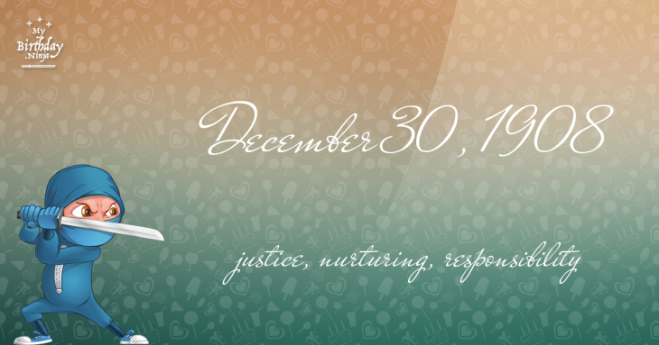 December 30, 1908 Birthday Ninja