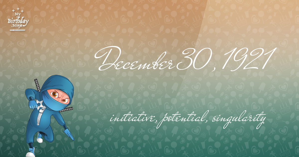 December 30, 1921 Birthday Ninja Poster