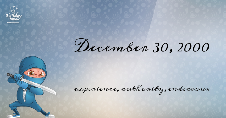 December 30, 2000 Birthday Ninja