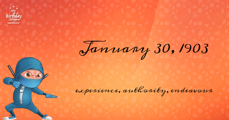 January 30, 1903 Birthday Ninja