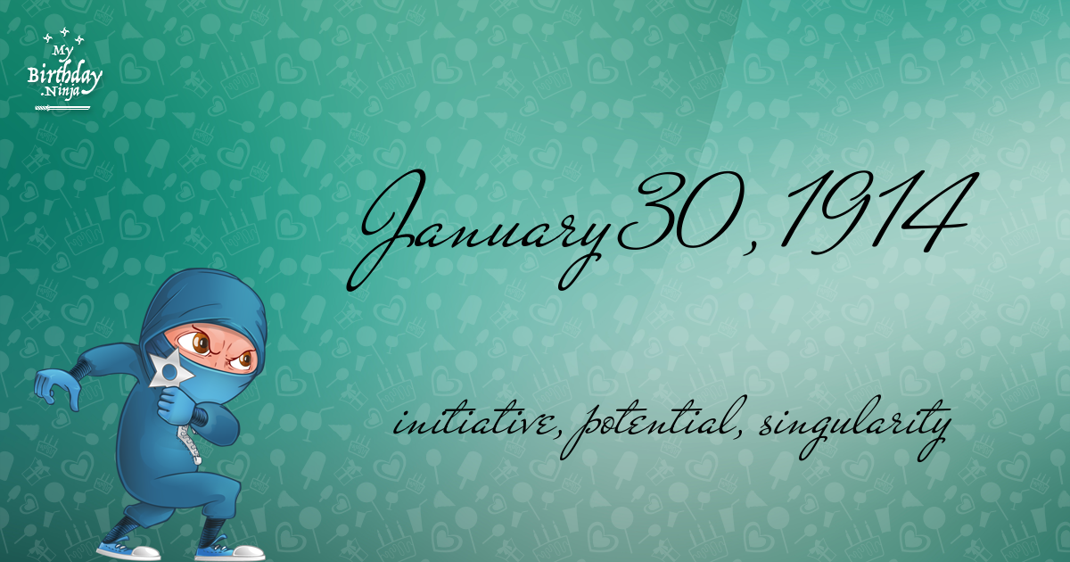 January 30, 1914 Birthday Ninja Poster