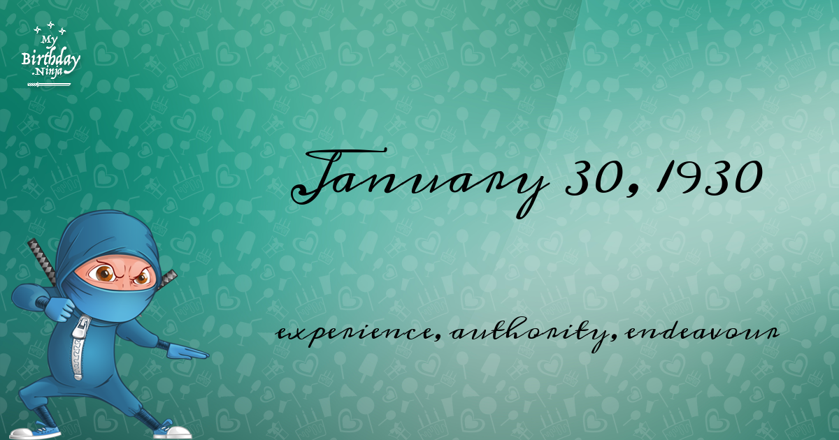 January 30, 1930 Birthday Ninja Poster