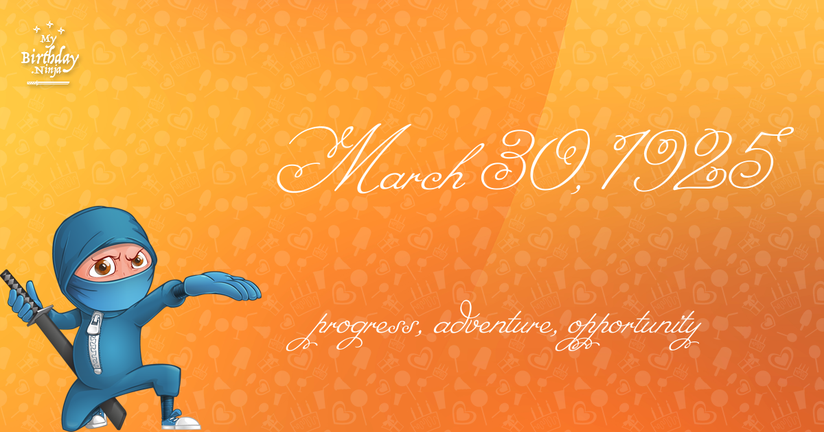 March 30, 1925 Birthday Ninja Poster