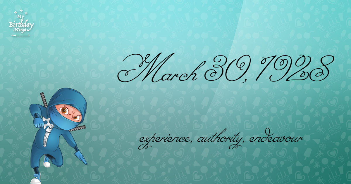 March 30, 1928 Birthday Ninja Poster