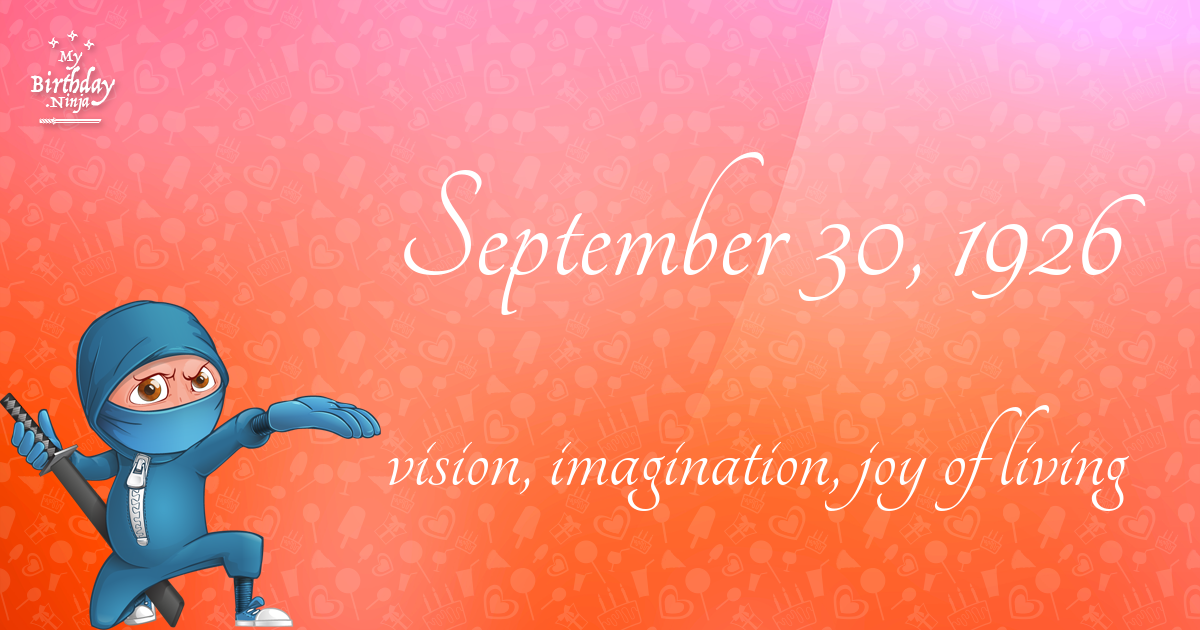 September 30, 1926 Birthday Ninja Poster