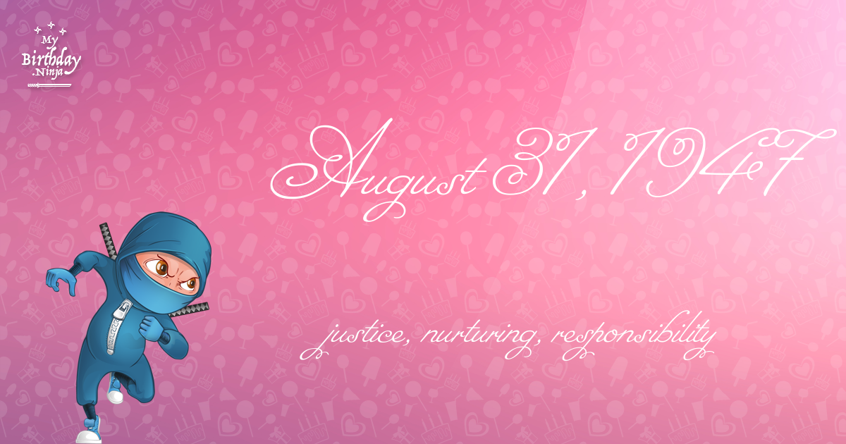 August 31, 1947 Birthday Ninja Poster