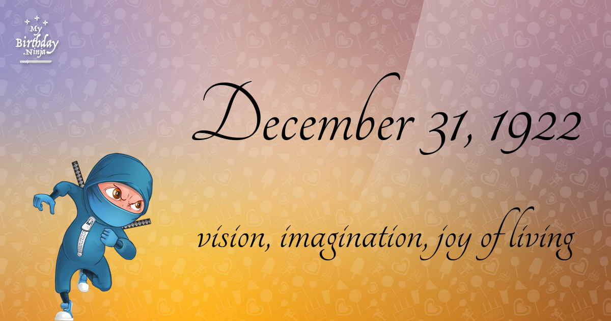 December 31, 1922 Birthday Ninja Poster