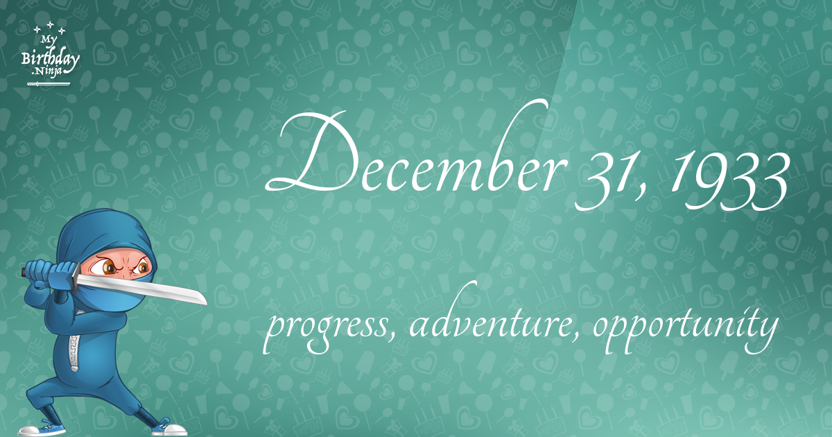 December 31, 1933 Birthday Ninja Poster