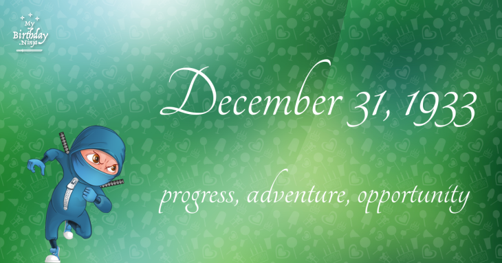 December 31, 1933 Birthday Ninja