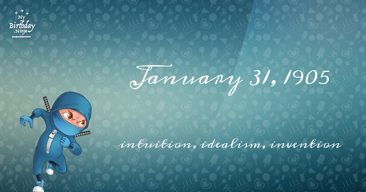 January 31, 1905 Birthday Ninja Poster