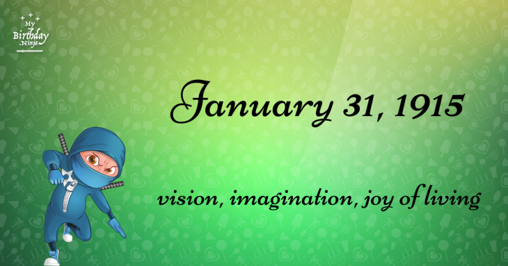 January 31, 1915 Birthday Ninja