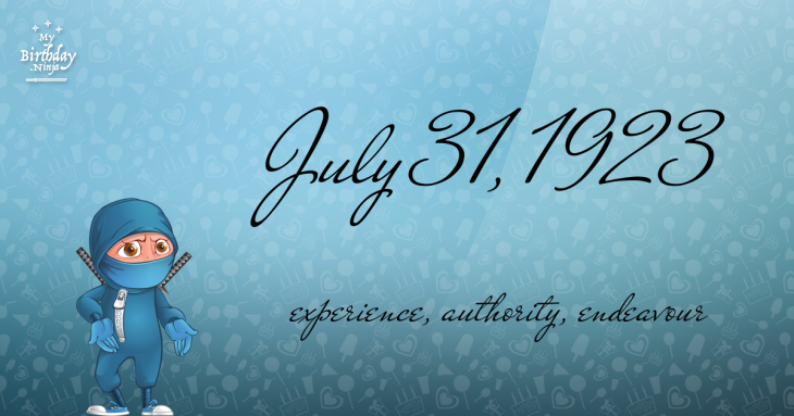 July 31, 1923 Birthday Ninja