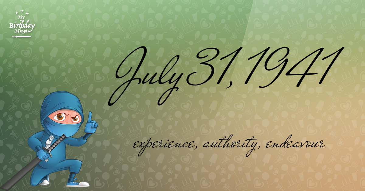 July 31, 1941 Birthday Ninja Poster