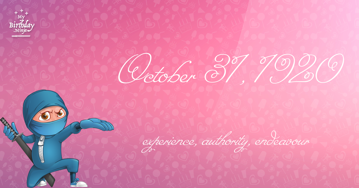 October 31, 1920 Birthday Ninja Poster