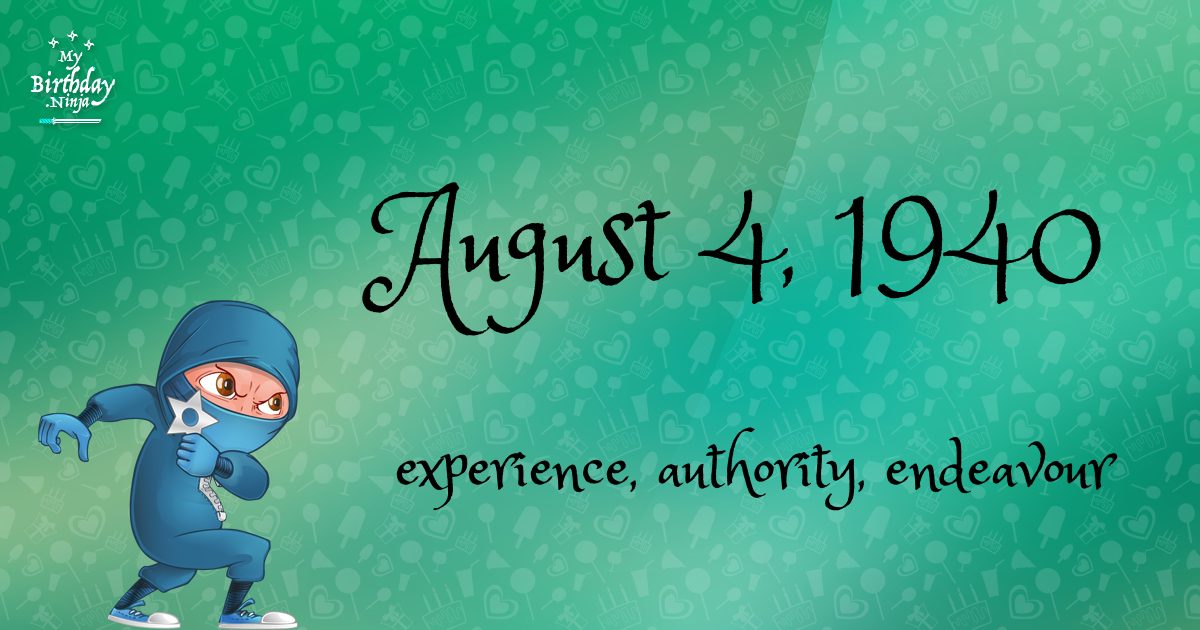 August 4, 1940 Birthday Ninja Poster