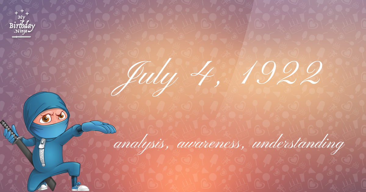 July 4, 1922 Birthday Ninja Poster