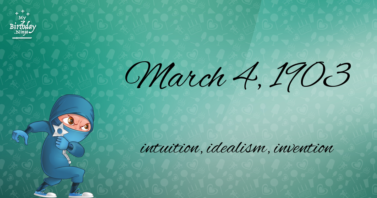 March 4, 1903 Birthday Ninja Poster