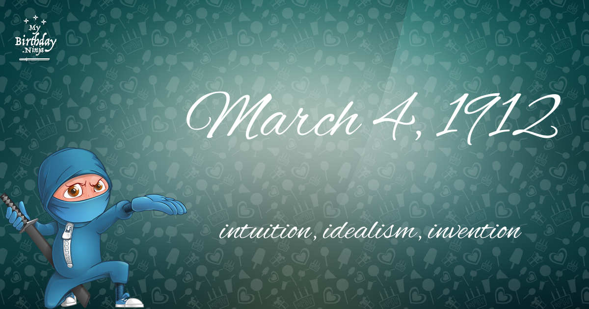 March 4, 1912 Birthday Ninja Poster