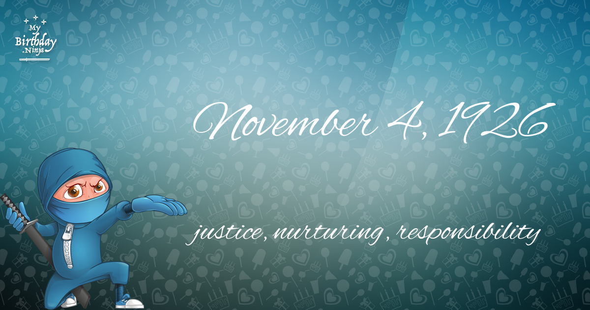 November 4, 1926 Birthday Ninja Poster