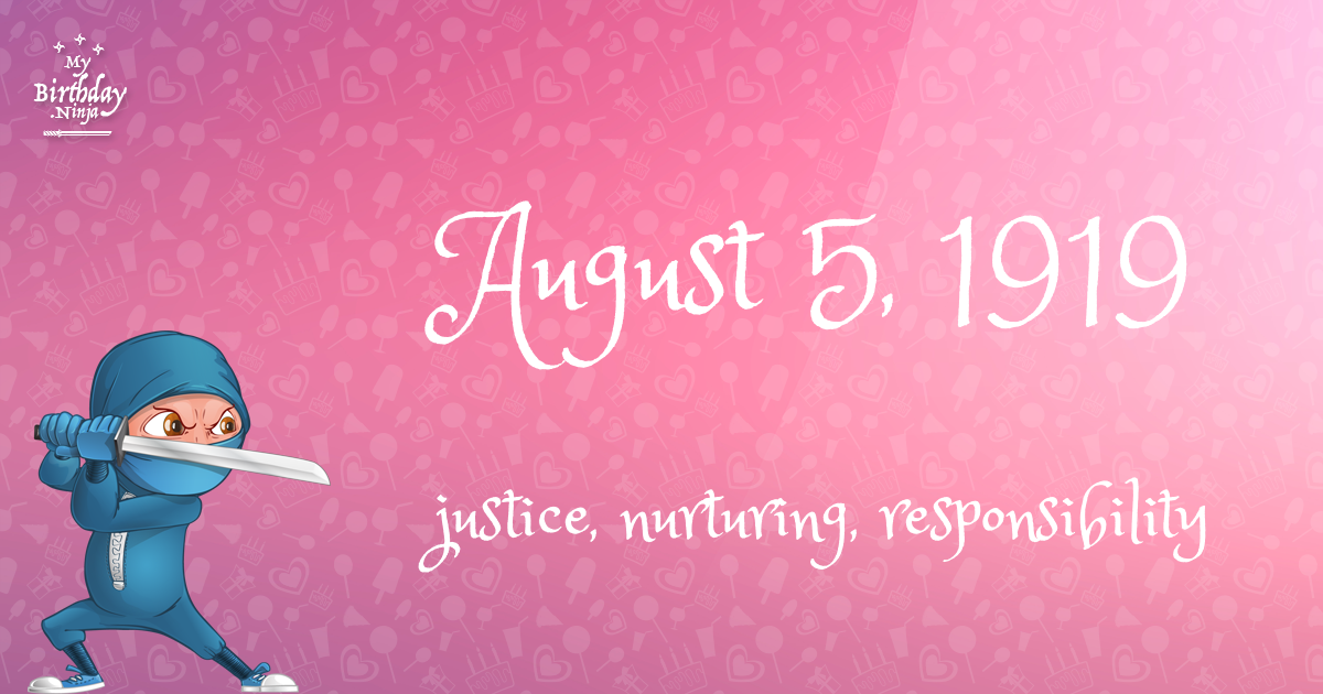 August 5, 1919 Birthday Ninja Poster