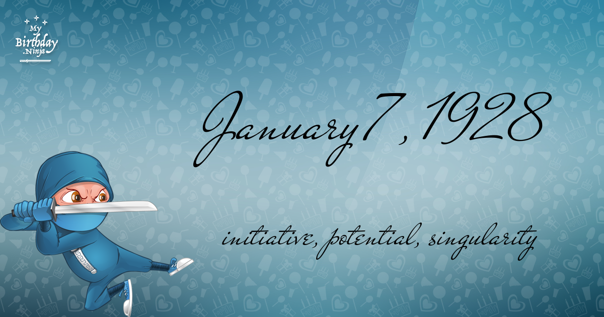 January 7, 1928 Birthday Ninja Poster