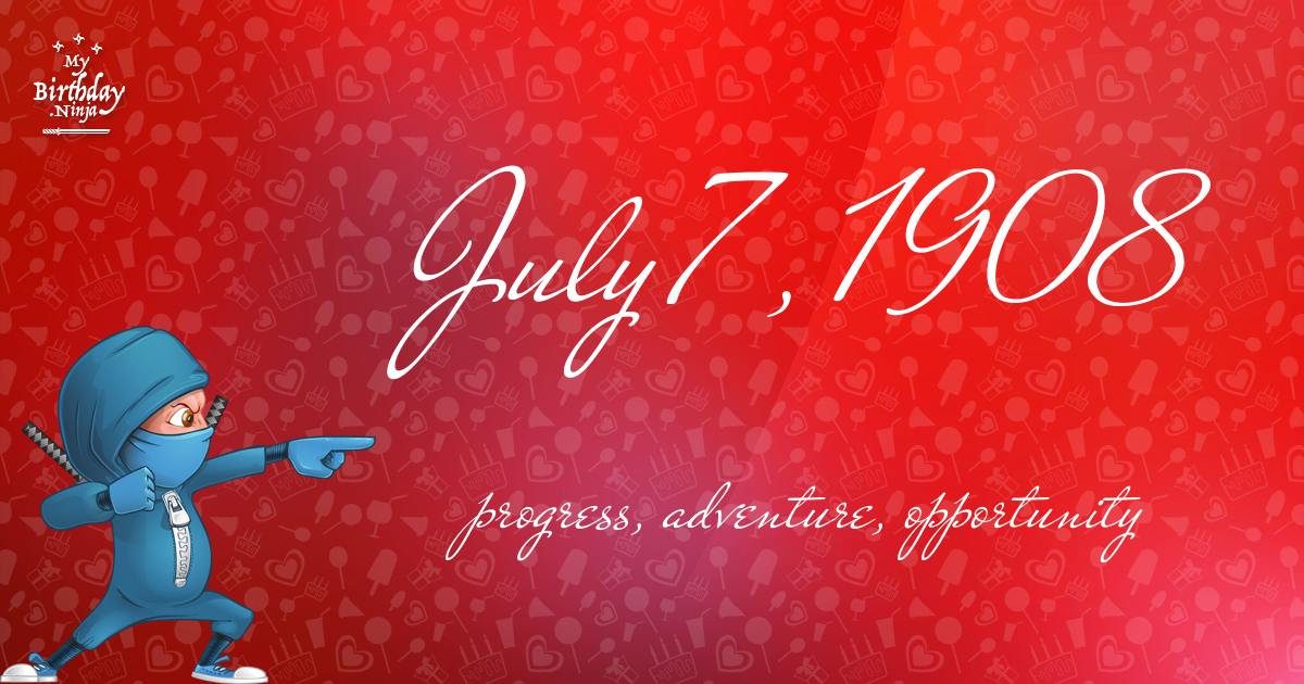 July 7, 1908 Birthday Ninja Poster
