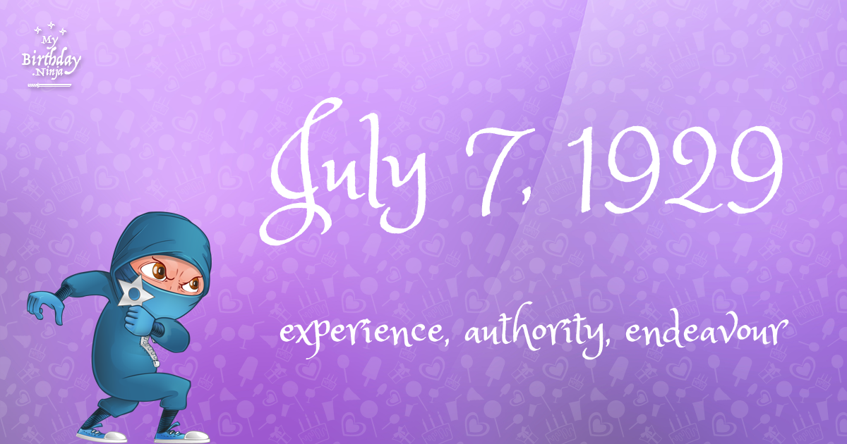 July 7, 1929 Birthday Ninja Poster