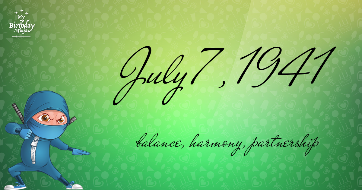 July 7, 1941 Birthday Ninja Poster