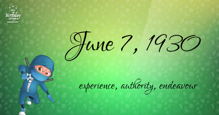 June 7, 1930 Birthday Ninja