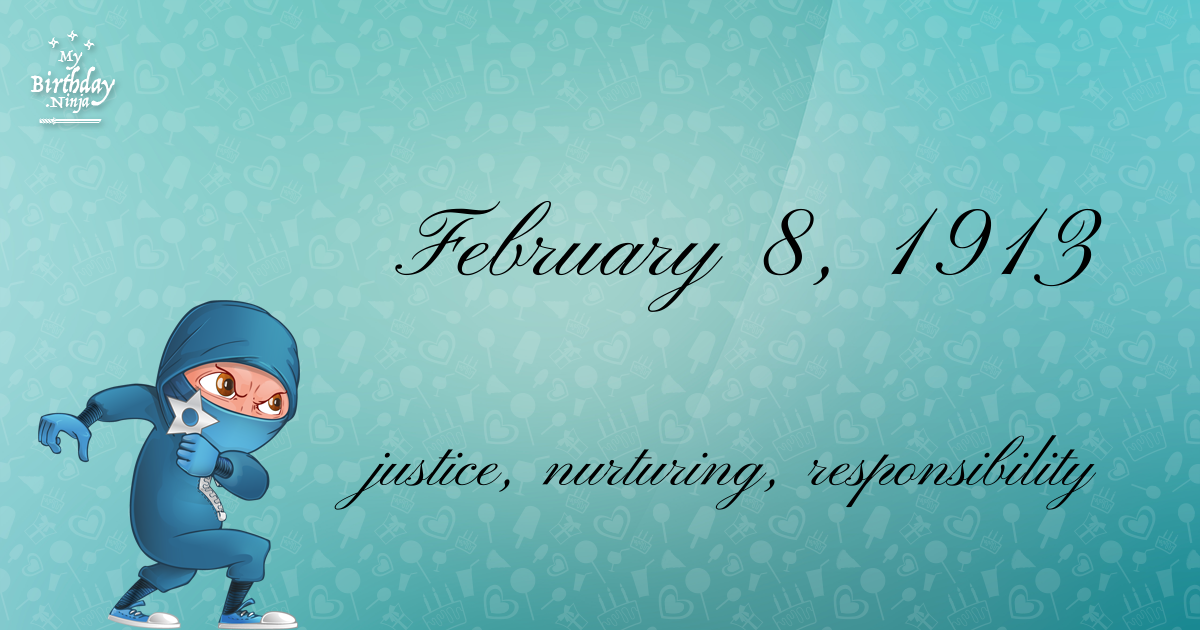 February 8, 1913 Birthday Ninja Poster