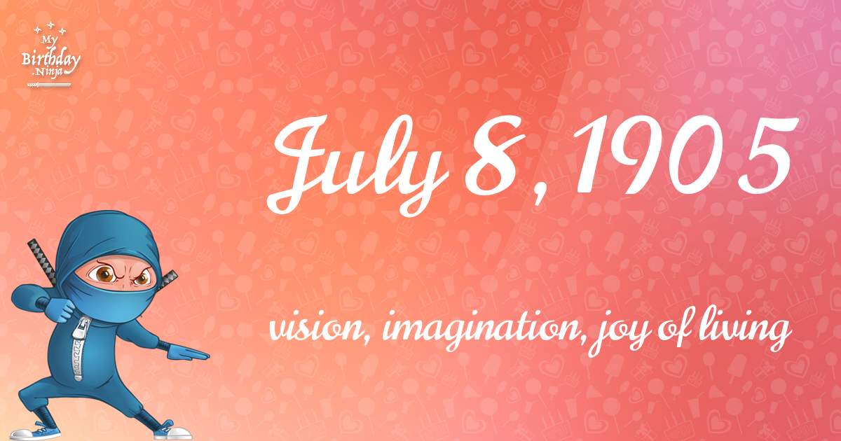 July 8, 1905 Birthday Ninja Poster