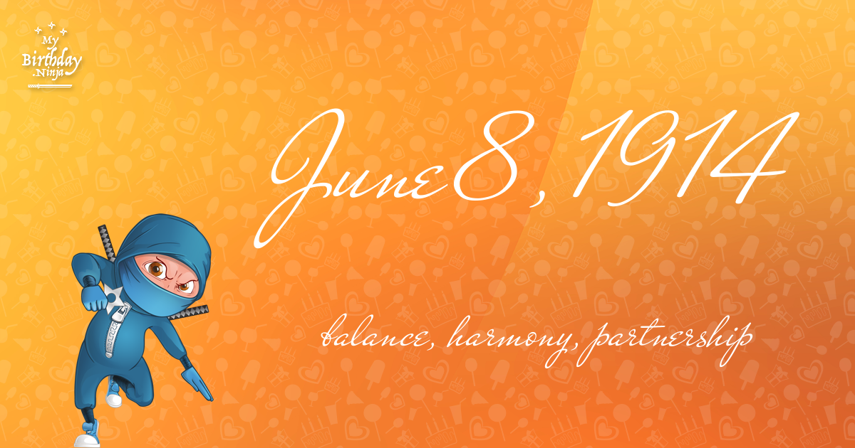June 8, 1914 Birthday Ninja Poster