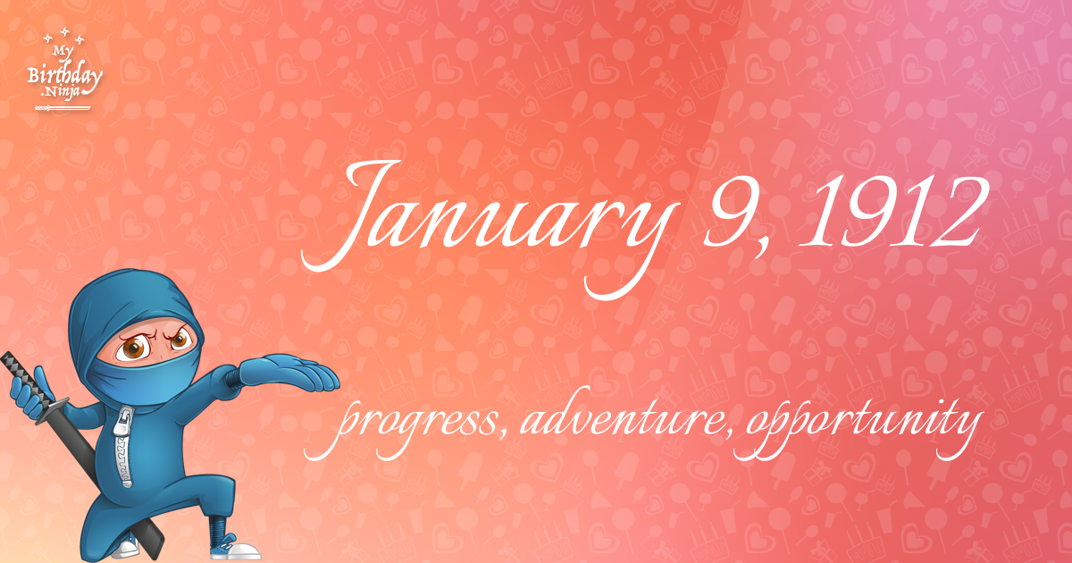 January 9, 1912 Birthday Ninja Poster