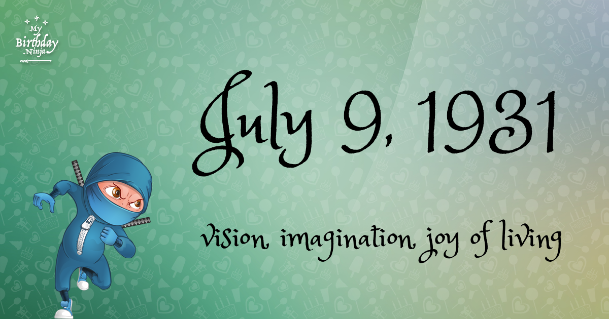 July 9, 1931 Birthday Ninja Poster
