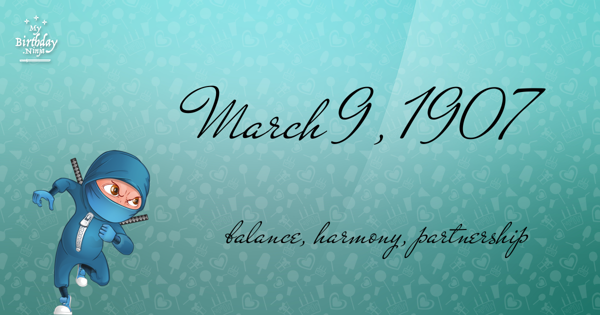 March 9, 1907 Birthday Ninja Poster