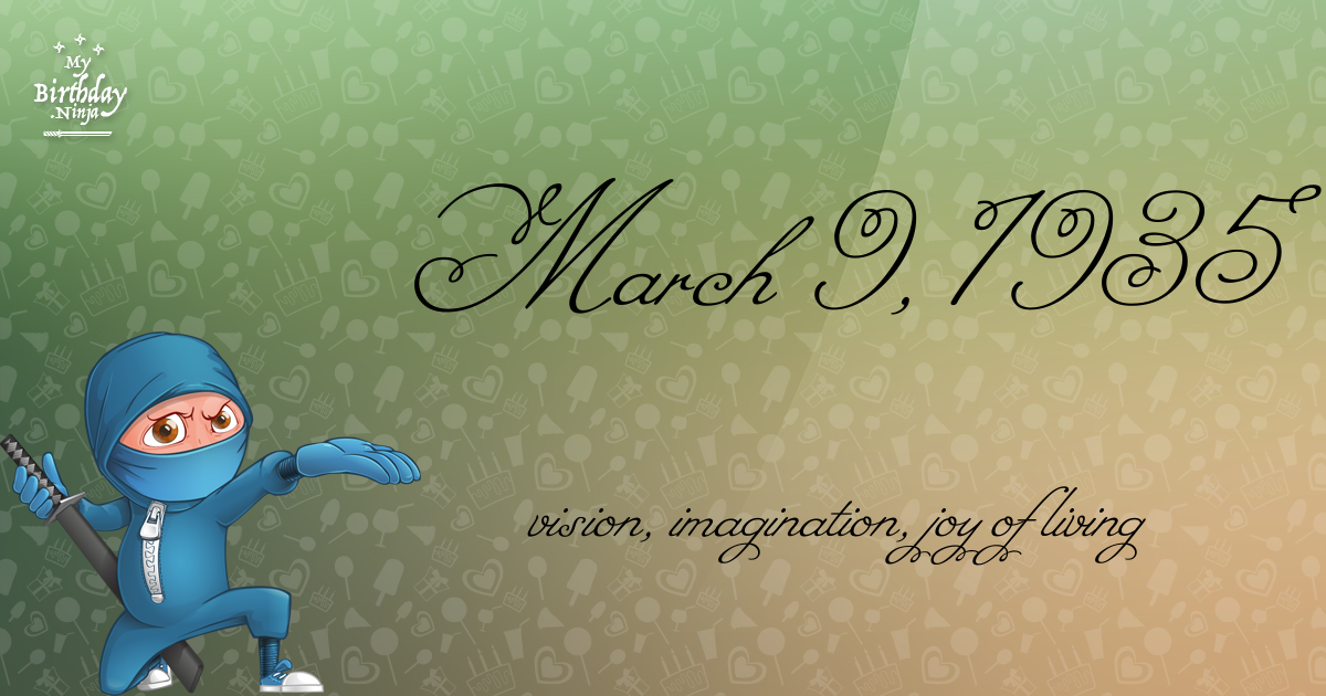 March 9, 1935 Birthday Ninja Poster