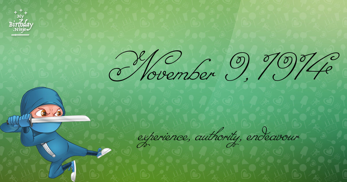 November 9, 1914 Birthday Ninja Poster