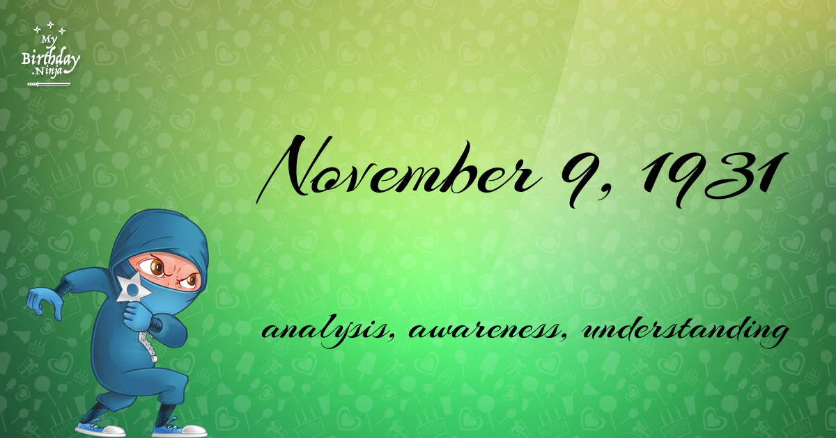 November 9, 1931 Birthday Ninja Poster
