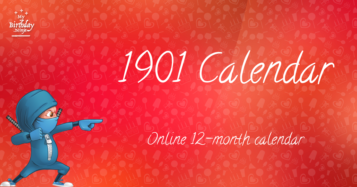 1901 Calendar Ninja Poster