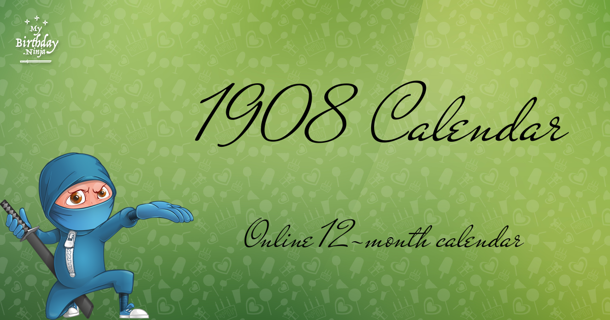 1908 Calendar Ninja Poster
