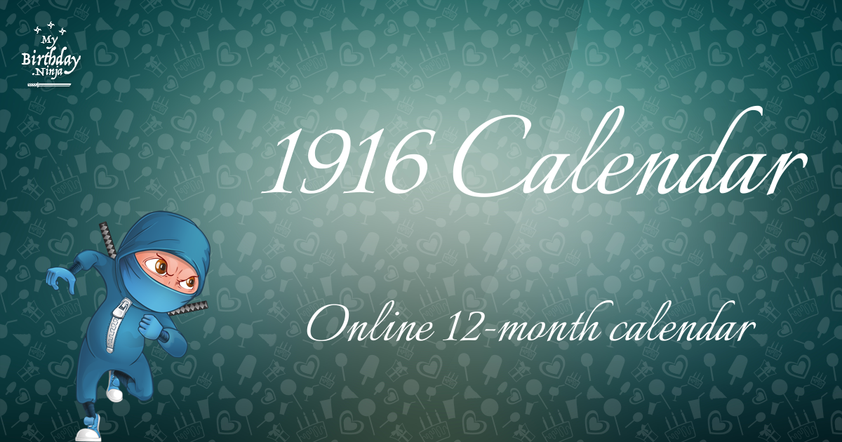 1916 Calendar Ninja Poster