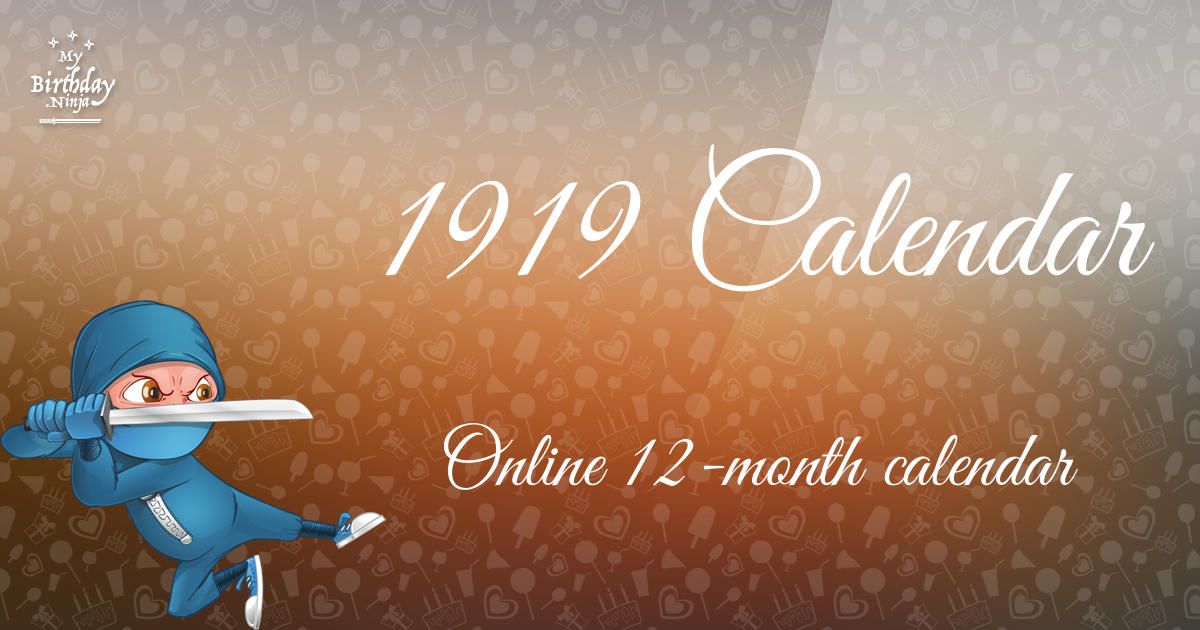 1919 Calendar Ninja Poster