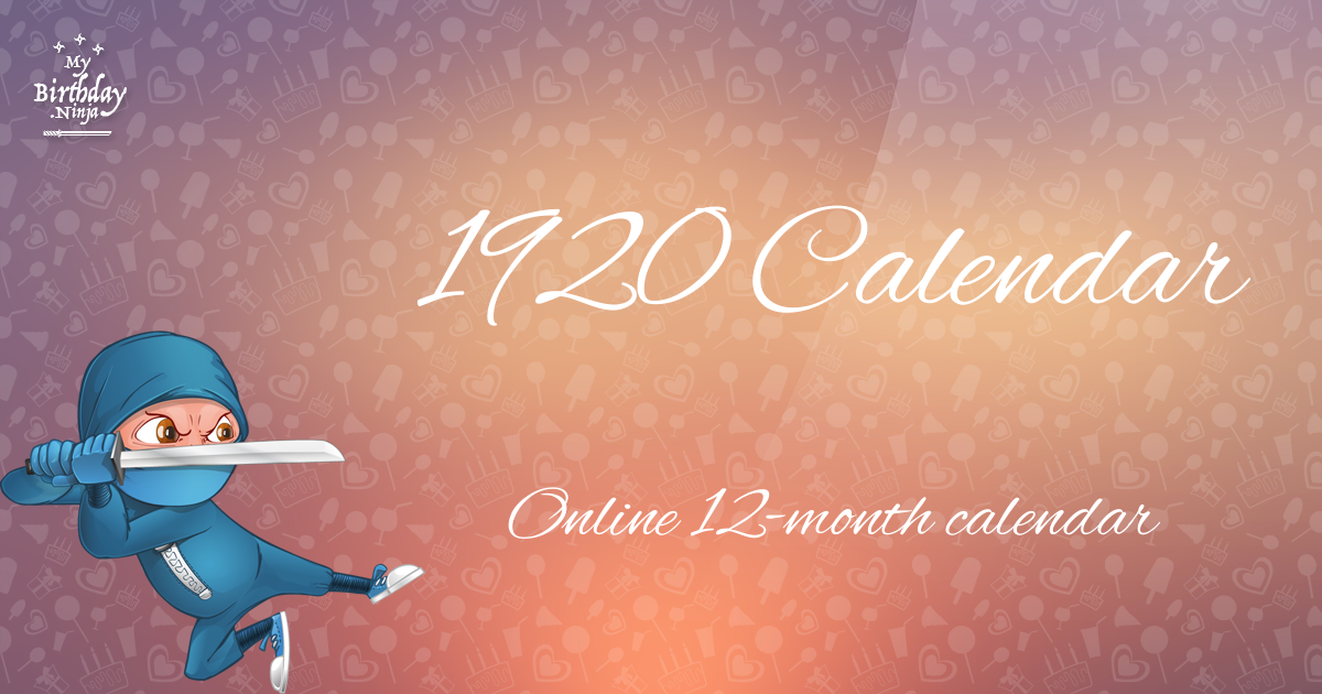 1920 Calendar Ninja Poster