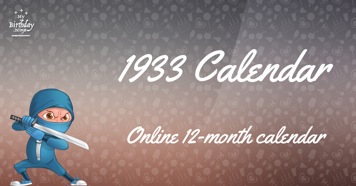 1933 Calendar Ninja Poster
