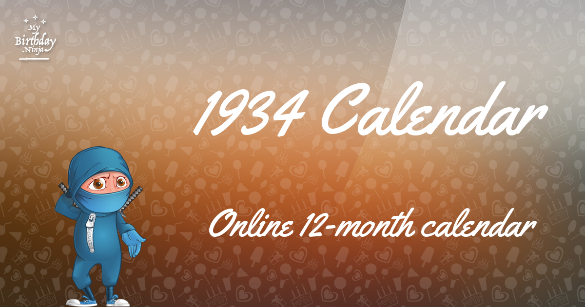 1934 Calendar Ninja Poster