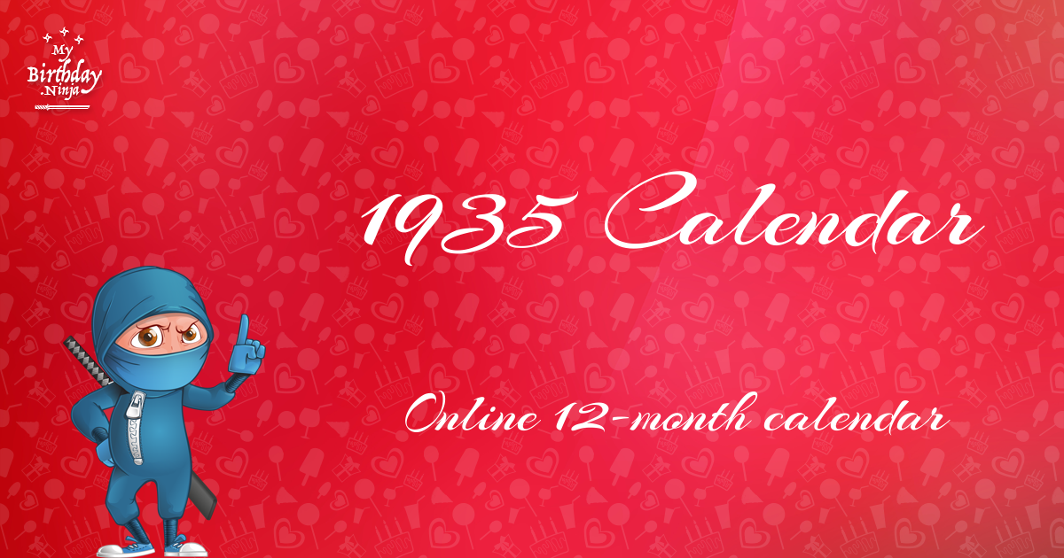 1935 Calendar Ninja Poster
