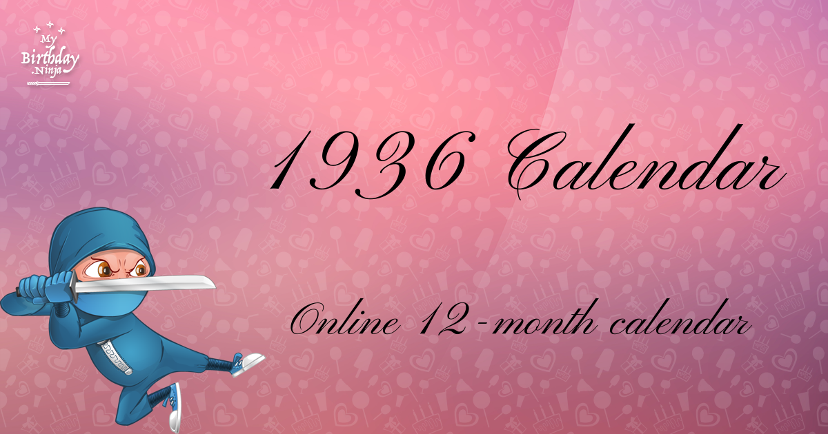1936 Calendar Ninja Poster