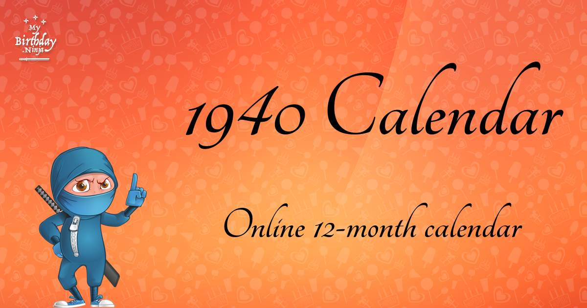 1940 Calendar Ninja Poster